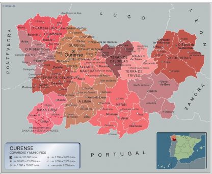 Mapa Ourense por municipios plastificado