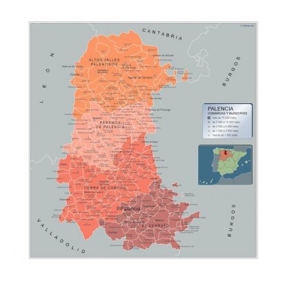 Mapa Palencia por municipios plastificado