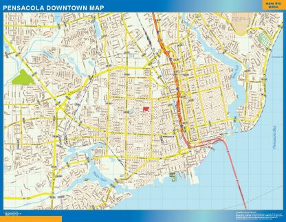Mapa Pensacola downtown plastificado