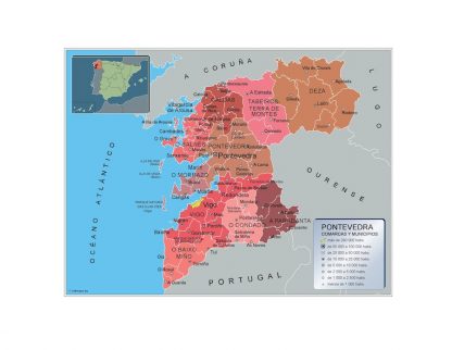 Mapa Pontevedra por municipios plastificado