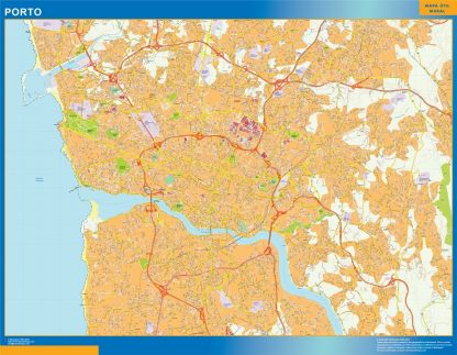 Mapa Porto en Portugal plastificado
