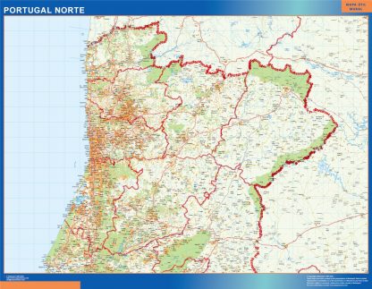 Mapa Portugal norte carreteras plastificado