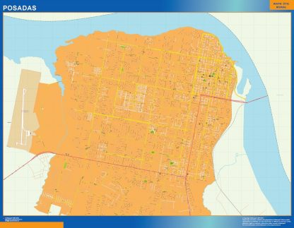 Mapa Posadas en Argentina plastificado