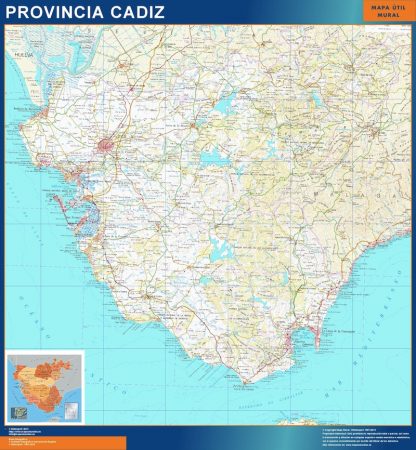 Mapa Provincia Cadiz plastificado