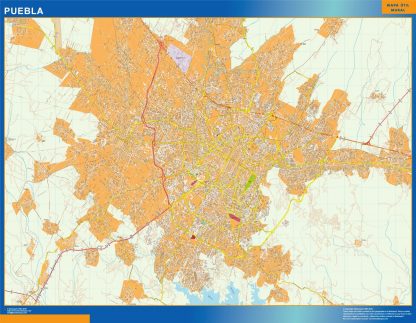 Mapa Puebla en Mexico plastificado
