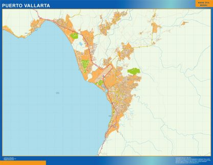 Mapa Puerto Vallarta en Mexico plastificado