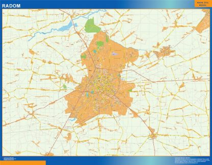 Mapa Radom Polonia plastificado