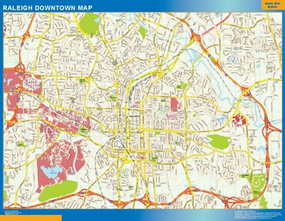 Mapa Raleigh downtown plastificado