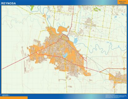 Mapa Reynosa en Mexico plastificado