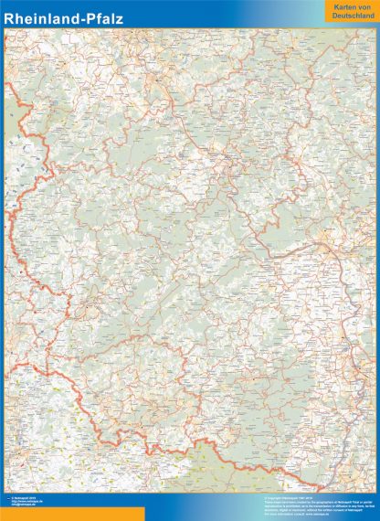 Mapa Rheinland-Pfalz plastificado