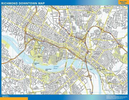 Mapa Richmond downtown plastificado