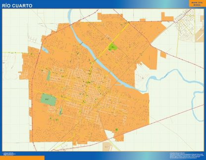 Mapa Rio Cuarto en Argentina plastificado