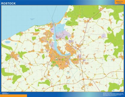 Mapa Rostock en Alemania plastificado