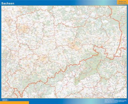 Mapa Sachsen plastificado