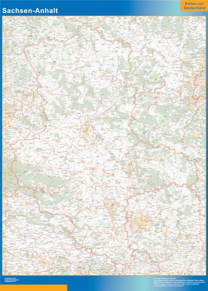 Mapa Sachsen-Anhalt plastificado