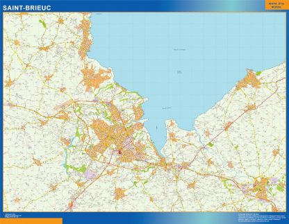 Mapa Saint-brieuc en Francia plastificado