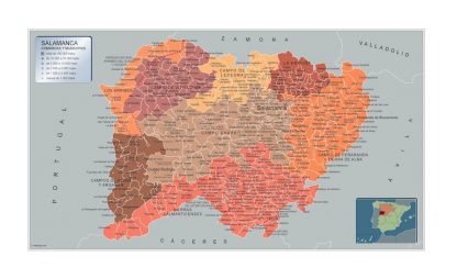 Mapa Salamanca por municipios plastificado