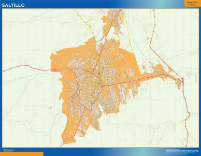Mapa Saltillo en Mexico plastificado