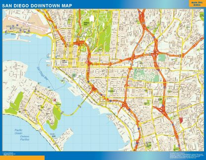 Mapa San Diego downtown plastificado