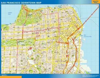 Mapa San Francisco downtown plastificado