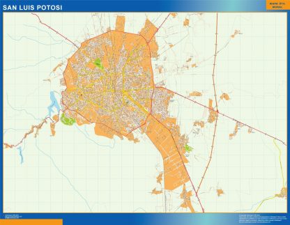 Mapa San Luis Potosi en Mexico plastificado