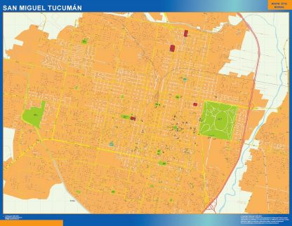 Mapa San Miguel Tucuman en Argentina plastificado