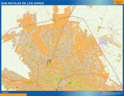 Mapa San Nicolas De Los Garza en Mexico plastificado