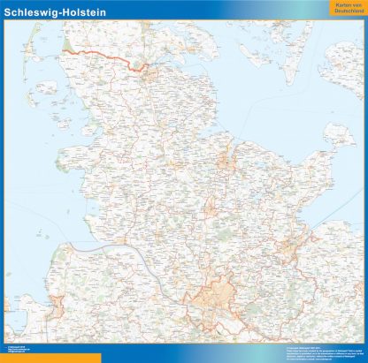 Mapa Schleswig-Holstein plastificado