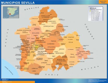 Mapa Sevilla por municipios plastificado