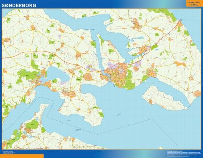Mapa Sonderborg en Dinamarca plastificado