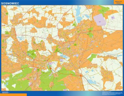 Mapa Sosnowiec Polonia plastificado