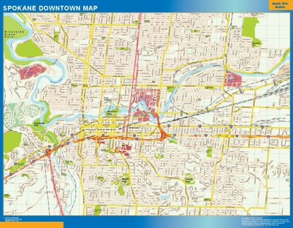 Mapa Spokane downtown plastificado