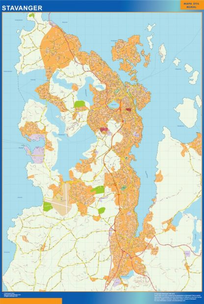 Mapa Stavanger en Noruega plastificado