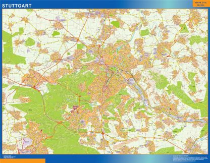 Mapa Stuttgart en Alemania plastificado