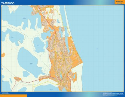 Mapa Tampico en Mexico plastificado