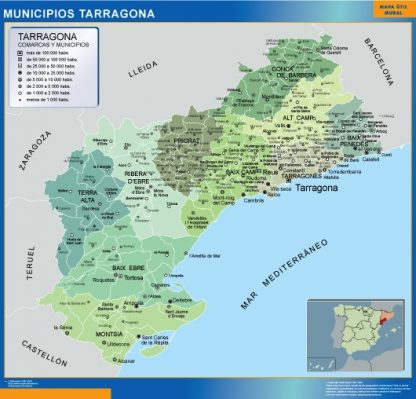Mapa Tarragona por municipios plastificado