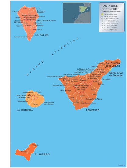Mapa Tenerife por municipios plastificado