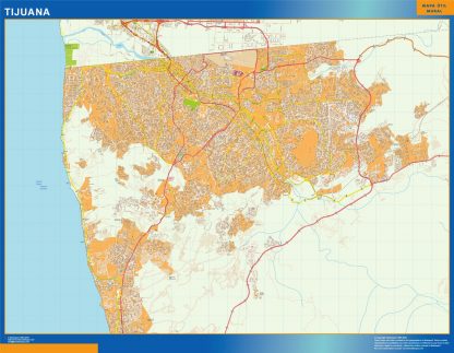 Mapa Tijuana en Mexico plastificado