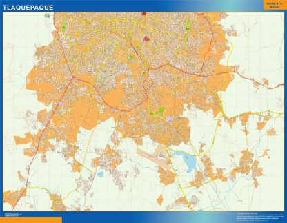 Mapa Tlaquepaque en Mexico plastificado