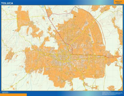 Mapa Toluca en Mexico plastificado