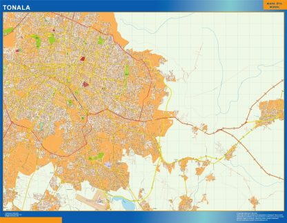 Mapa Tonala en Mexico plastificado