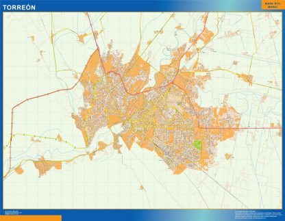 Mapa Torreon en Mexico plastificado