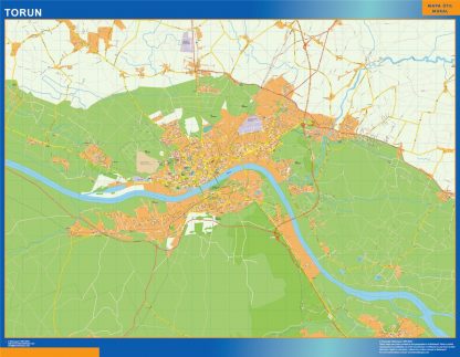 Mapa Torun Polonia plastificado
