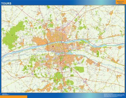 Mapa Tours en Francia plastificado