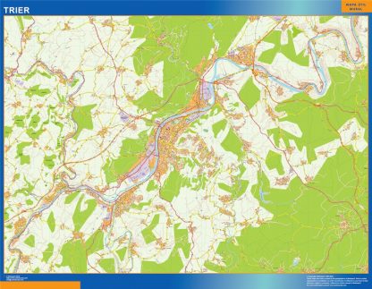 Mapa Trier en Alemania plastificado