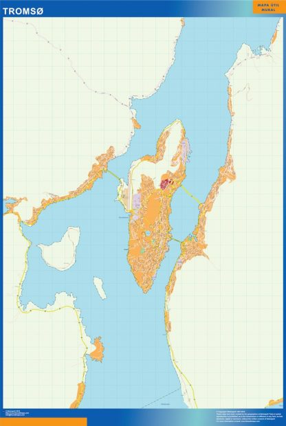 Mapa Tromso en Noruega plastificado