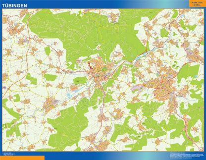 Mapa Tubingen en Alemania plastificado