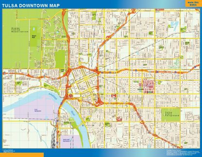 Mapa Tulsa downtown plastificado