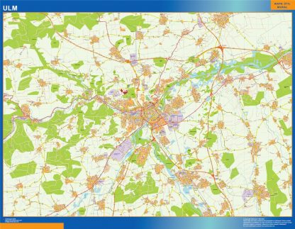 Mapa Ulm en Alemania plastificado
