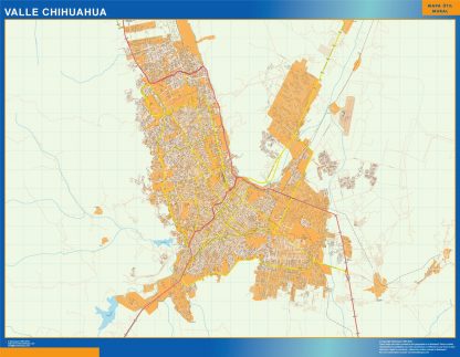 Mapa Valle Chihuahua en Mexico plastificado